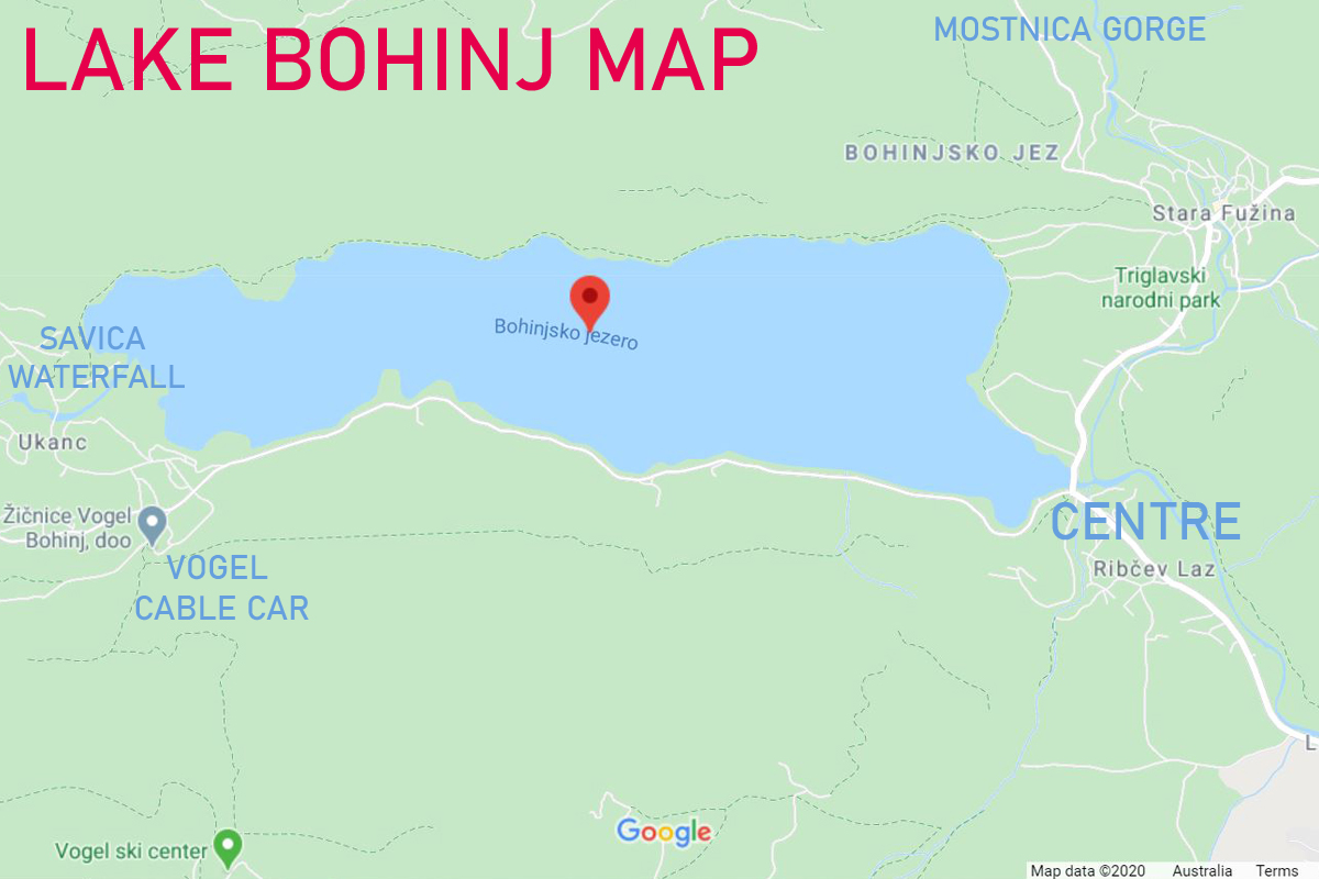 Map of Lake Bohinj, Slovenia - Sloveniaforyou