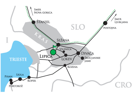 Location map on how to find Lipica