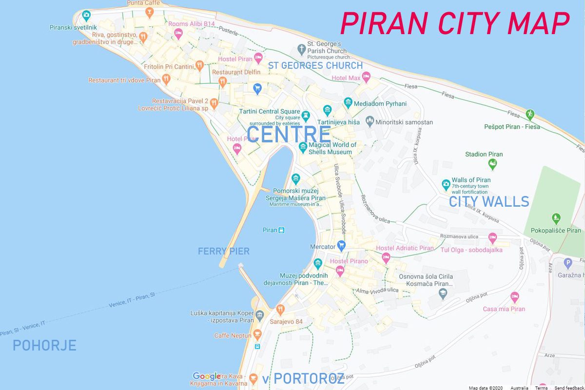 Map of Piran, Slovenia - Sloveniaforyou