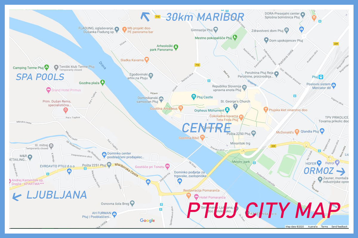 Map of Ptuj, Slovenia - Sloveniaforyou