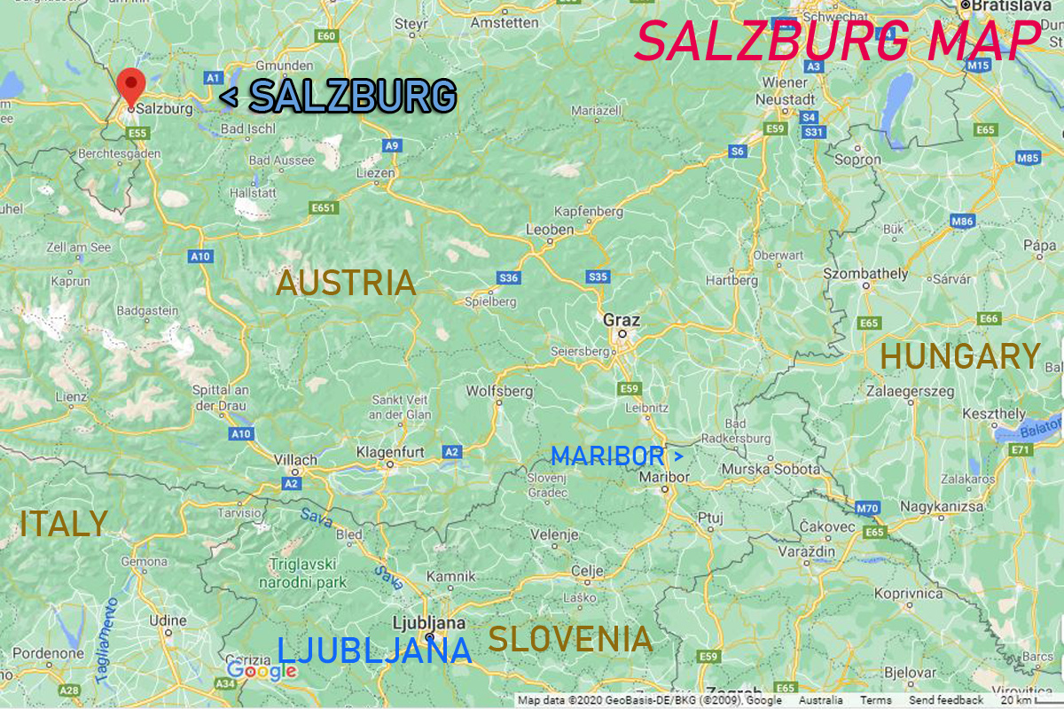 Map of Salzburg, Austria - Sloveniaforyou