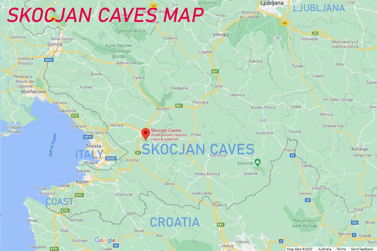 Map of Škocjan Caves, Slovenia - Sloveniaforyou