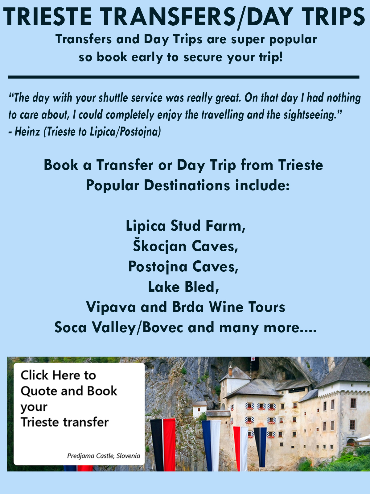 Transfer Prices from Trieste - Sloveniaforyou