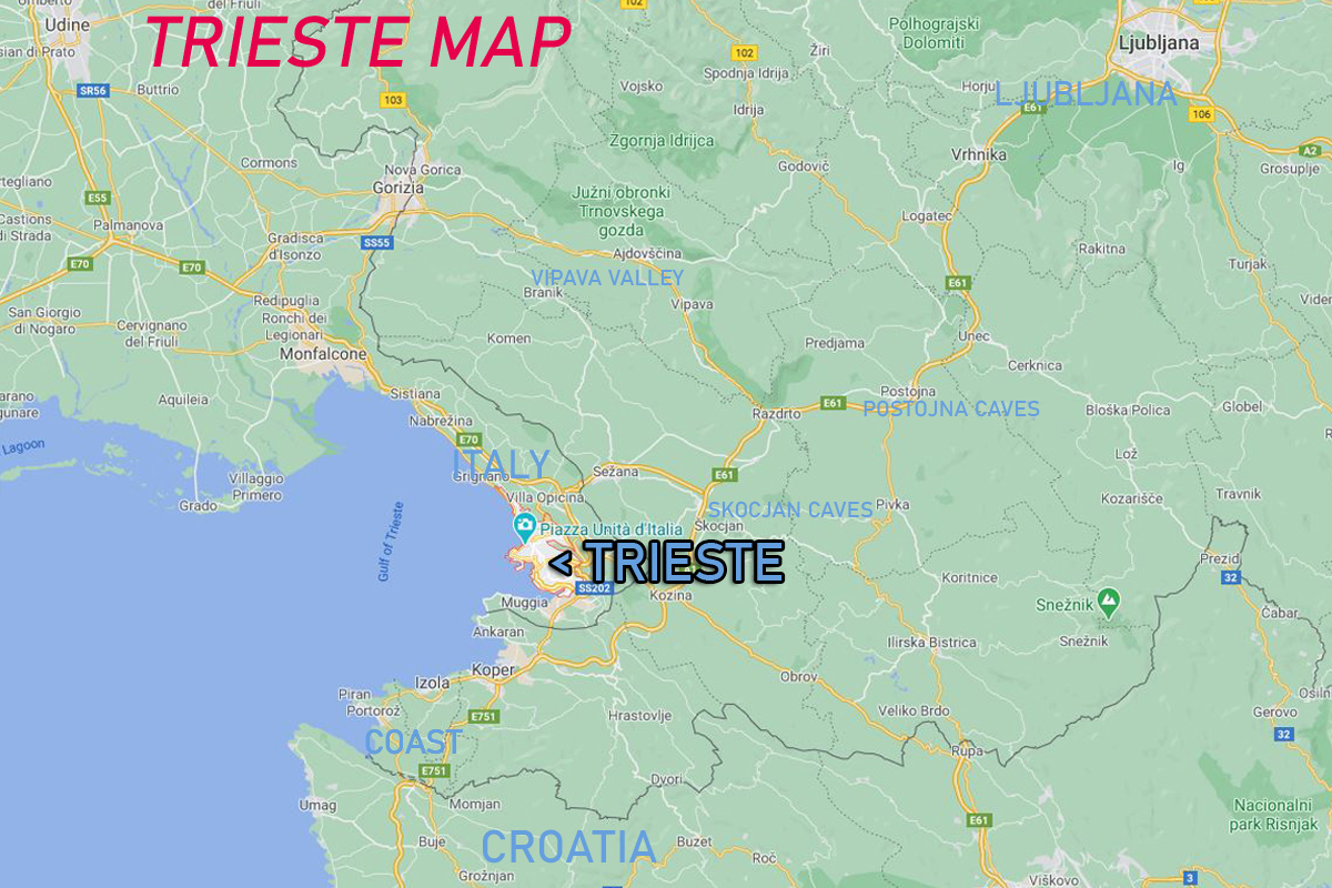 Map of Trieste, Slovenia - Sloveniaforyou