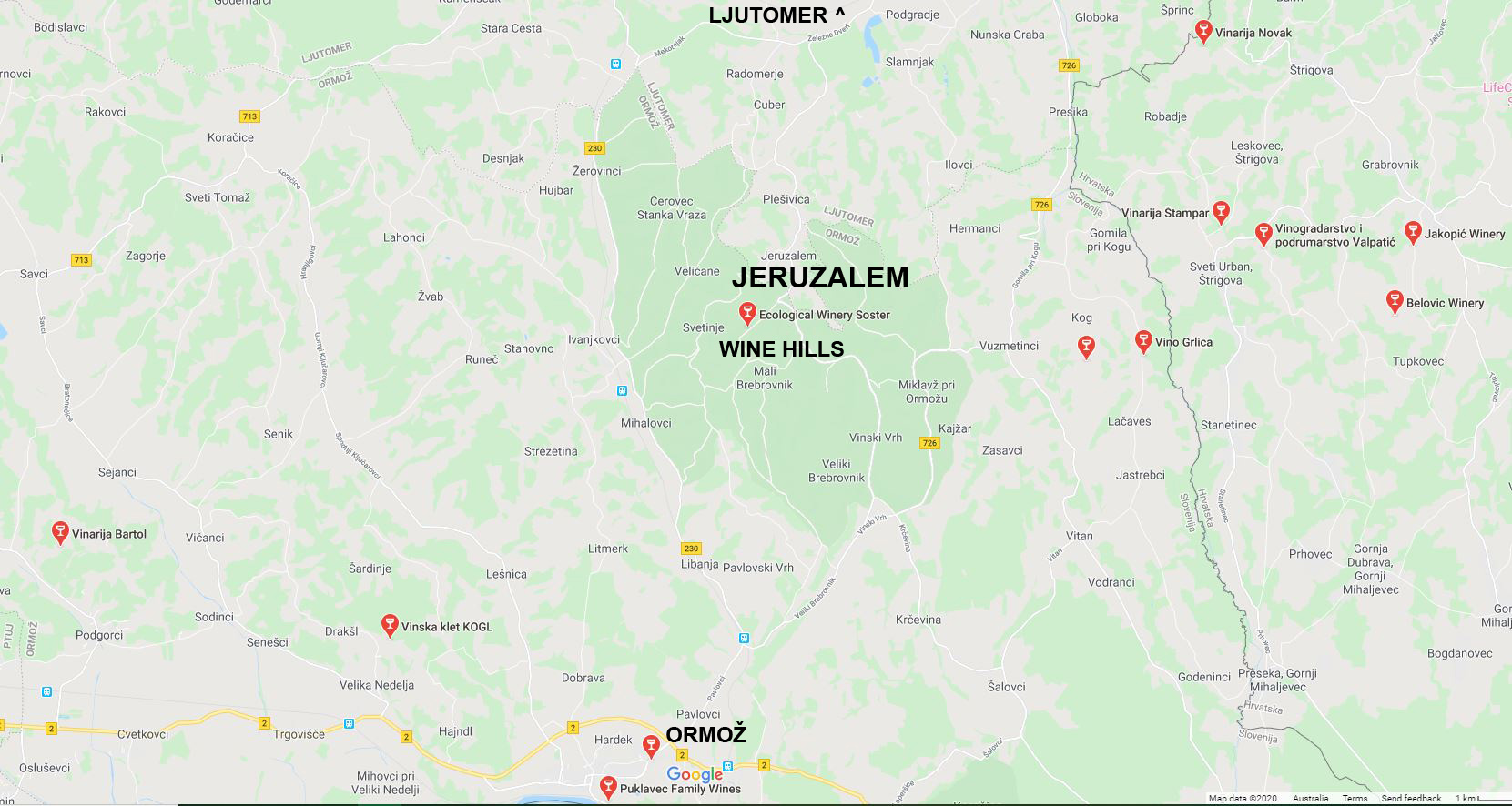 Jeruzalem Wine Region Map, Slovenia